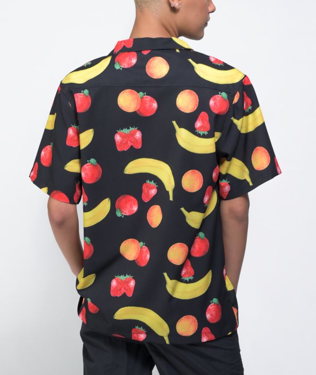 Petals and Peacocks Mixed Fruit Short Sleeve Button Up Shirt - thumbnail 2
