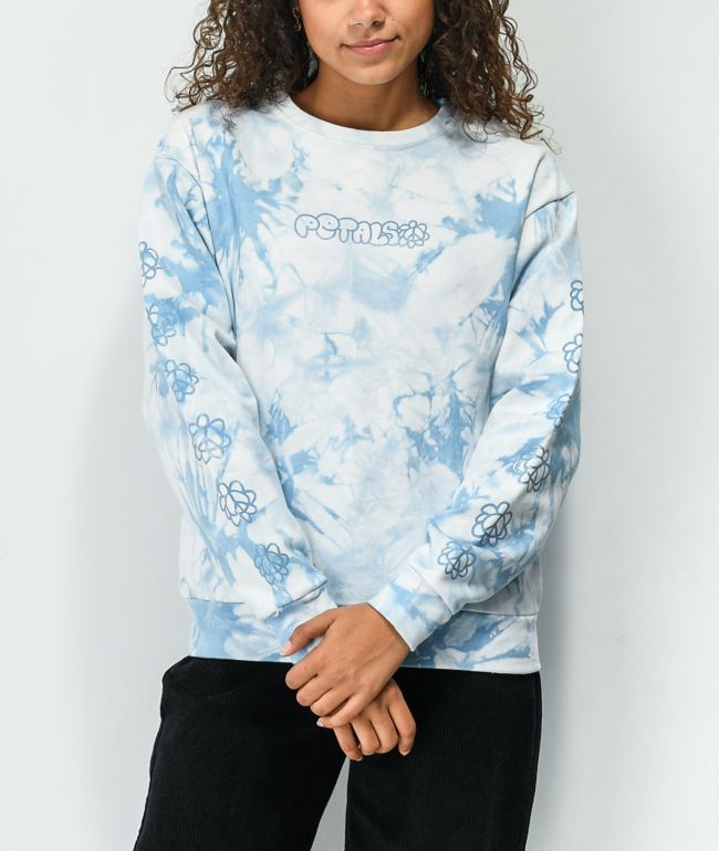 Petals and Peacocks Peace & Petals Blue Tie Dye Crewneck Sweatshirt