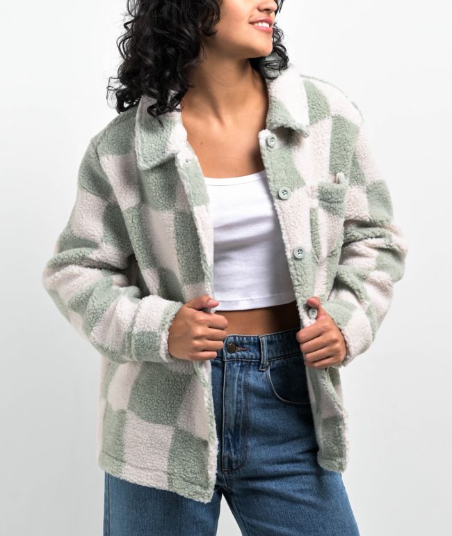 Petals by Petals & Peacocks District Sherpa White & Green Jacket