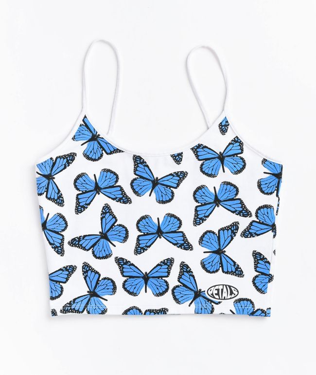 Petals by Petals and Peacocks Butterffly Effect White Spaghetti Strap Tank Top