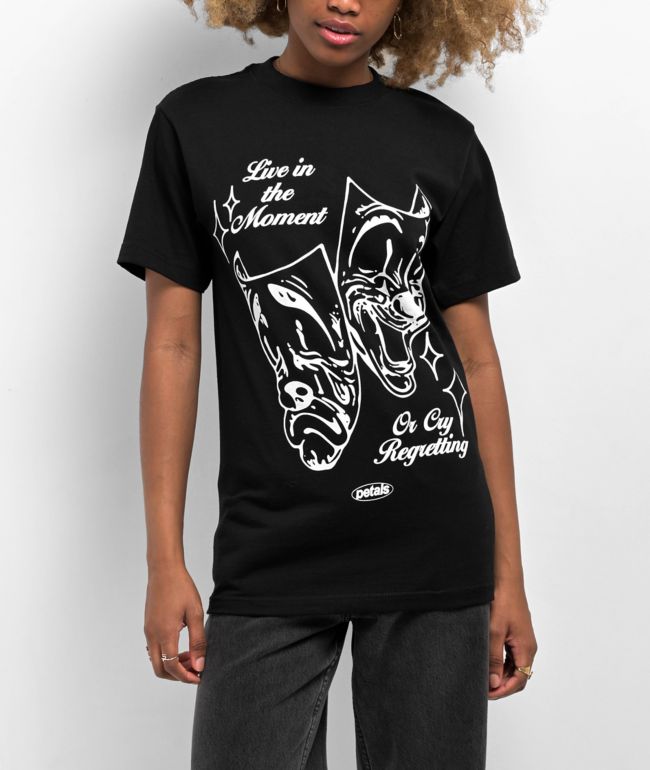 Petals by Petals and Peacocks Enjoy Life Black T-Shirt