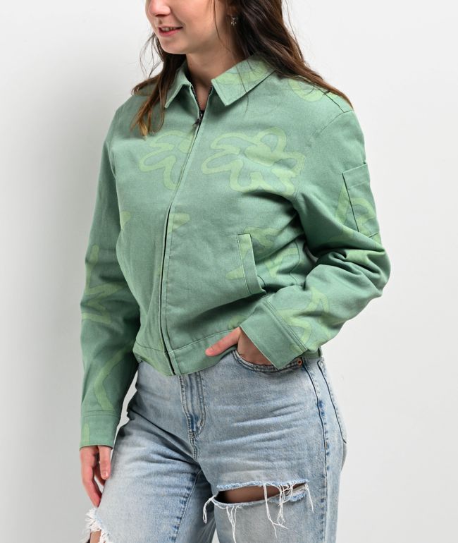 Petals by Petals and Peacocks Green Crop Work Jacket - thumbnail 2