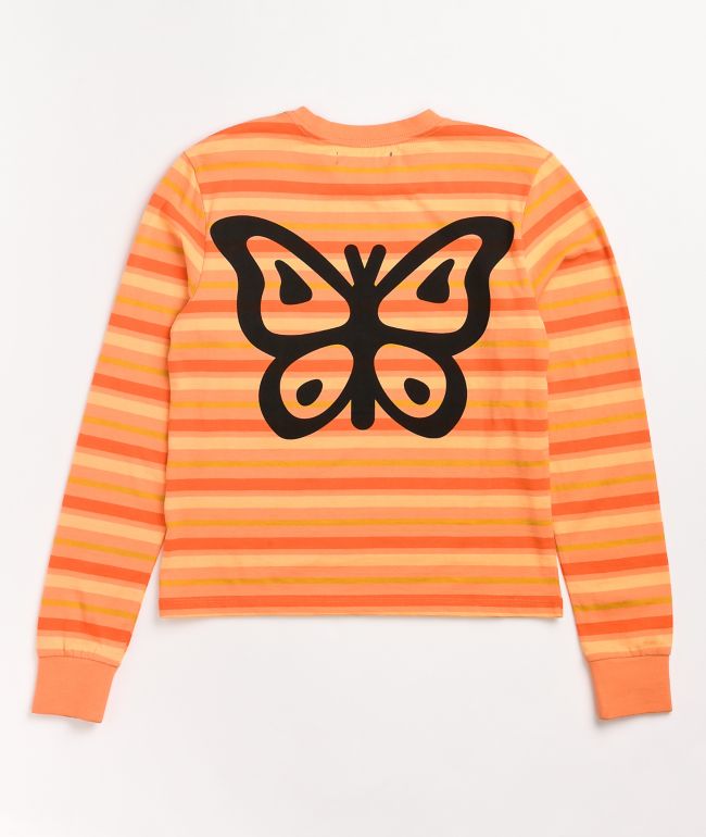 Petals by Petals and Peacocks Monarch Orange Stripe Long Sleeve T-Shirt
