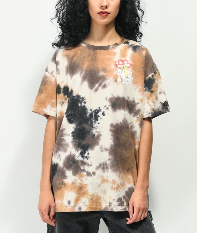 Petals by Petals and Peacocks You're A Trip Brown Tie Dye T-Shirt