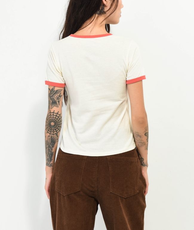 Peter Rabbit Love Strawberry Ringer White Crop T-Shirt - thumbnail 2