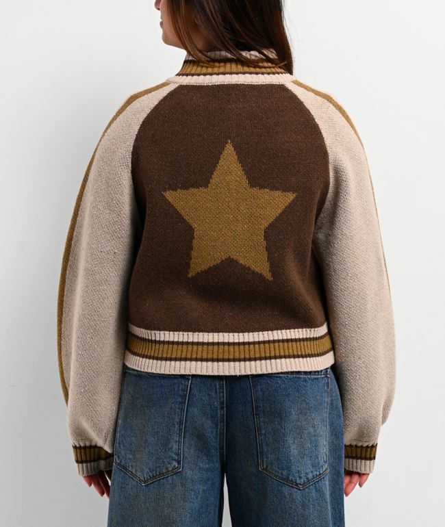 Pretty Garbage Adriana Brown Zip Sweater - thumbnail 2
