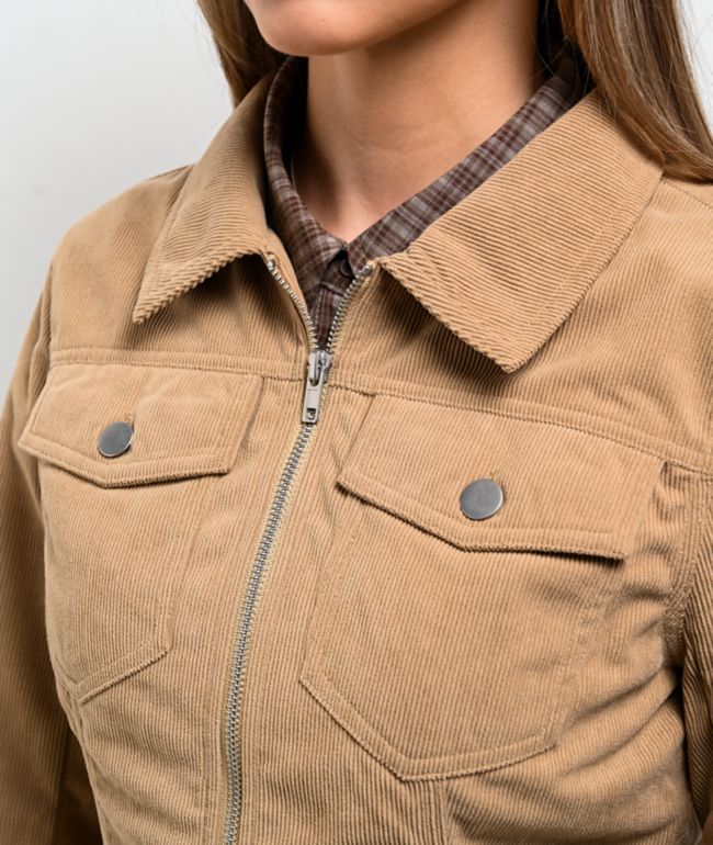 Pretty Garbage Jinny Khaki Corduroy Crop Jacket - thumbnail 3