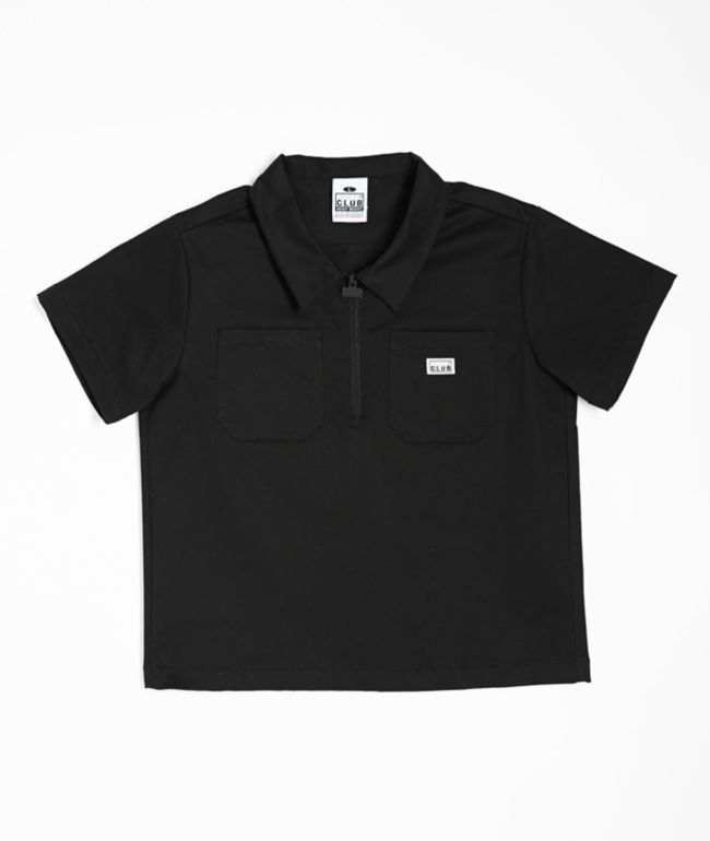 Pro Club Kids Black Woven Quarter Zip Work Shirt