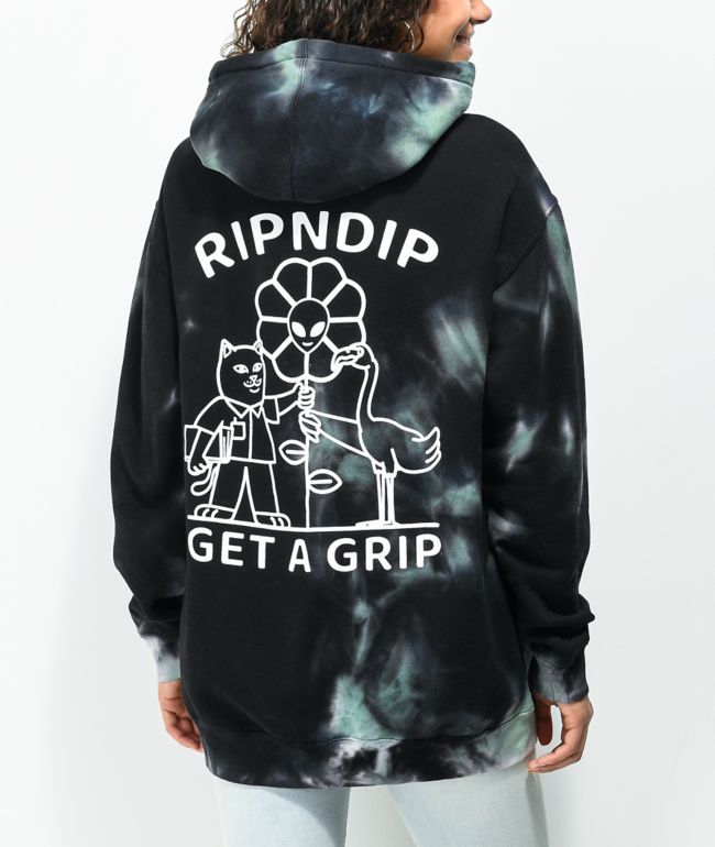 RIPNDIP Get a Grip Black Tie Dye Hoodie