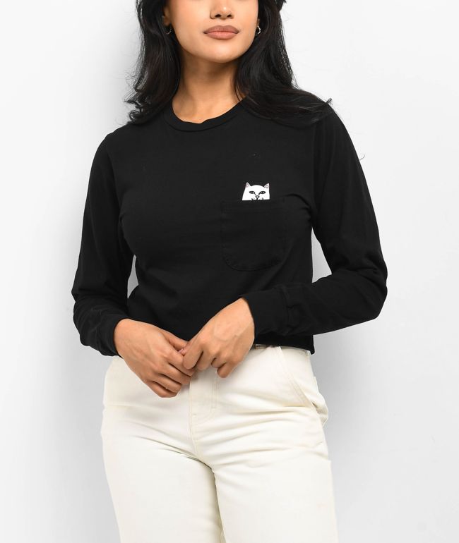 RIPNDIP Lord Nermal Black Crop Long Sleeve T-Shirt