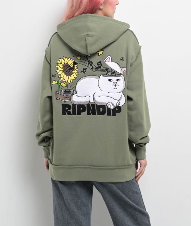RIPNDIP No Music No Life Dusty Olive Hoodie