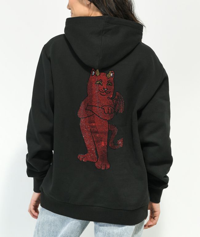 RIPNDIP Sent From Heck Black Rhinestone Hoodie