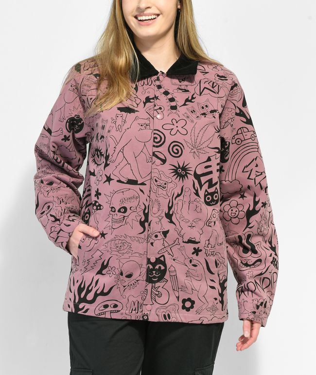 RIPNDIP We Dont Care Mauve Coaches Jacket