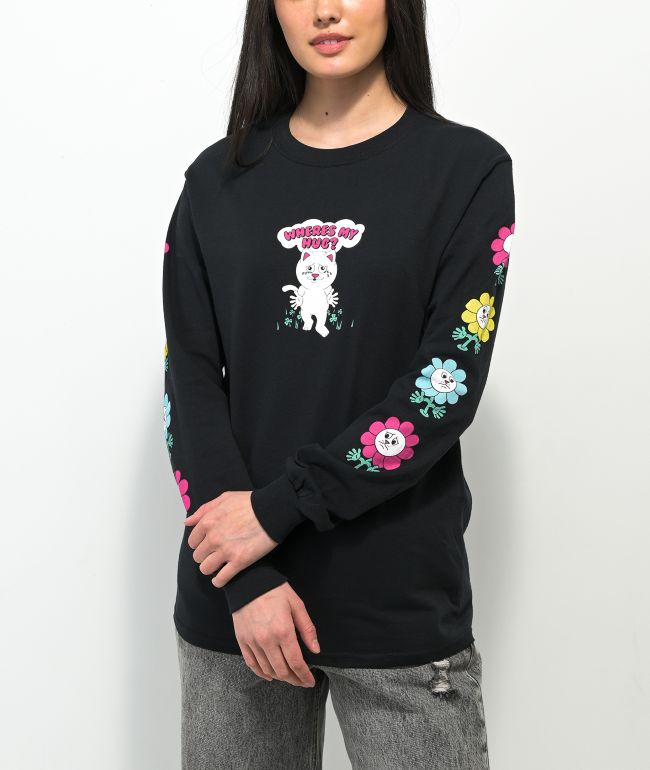 RIPNDIP Where's My Hug Black Long Sleeve T-Shirt - thumbnail 2