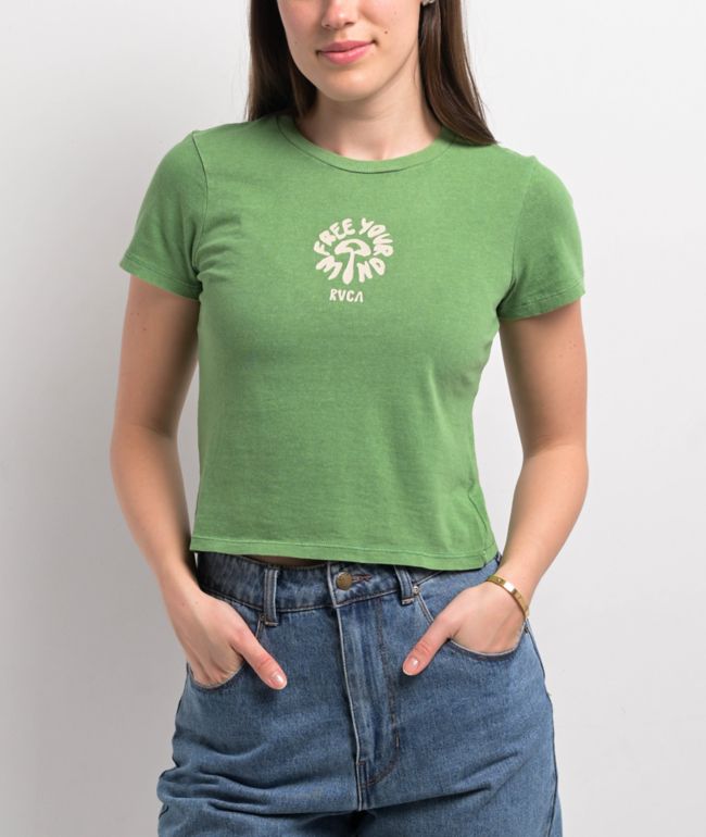 RVCA 411 Green Crop T-Shirt - thumbnail 2