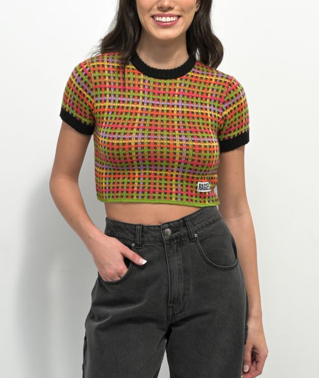 Ragged Priest Crystal Brown Knit Crop Top