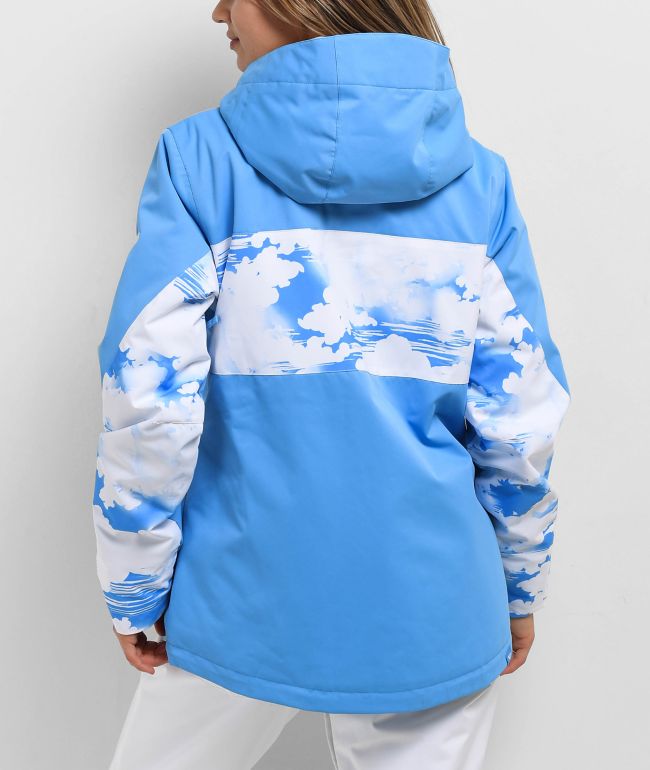 Roxy Jetty Block Azure Blue Clouds 10K Snowboard Jacket - thumbnail 2
