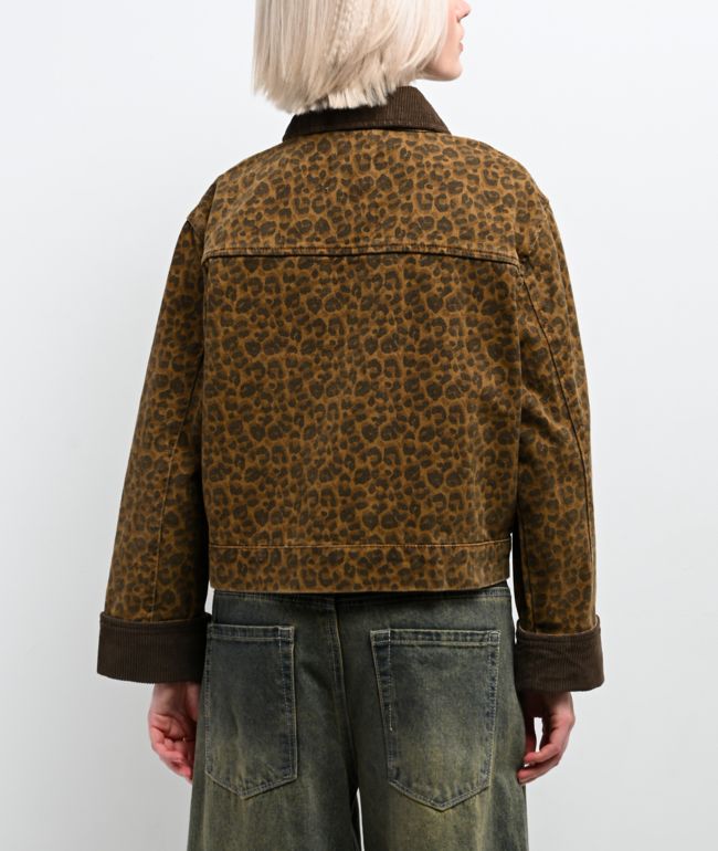 STOOSH Cheetah Brown Wash Crop Barn Jacket - thumbnail 2