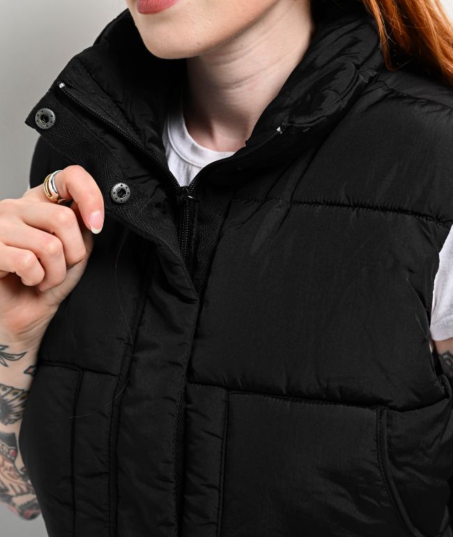 STOOSH Quilted Black Crop Puffer Vest - thumbnail 3