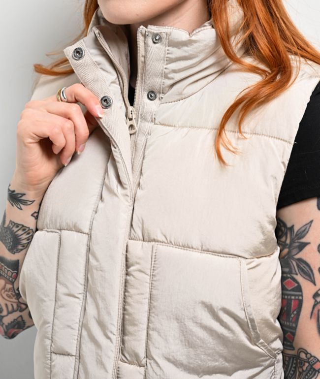 STOOSH Quilted White Crop Puffer Vest - thumbnail 3