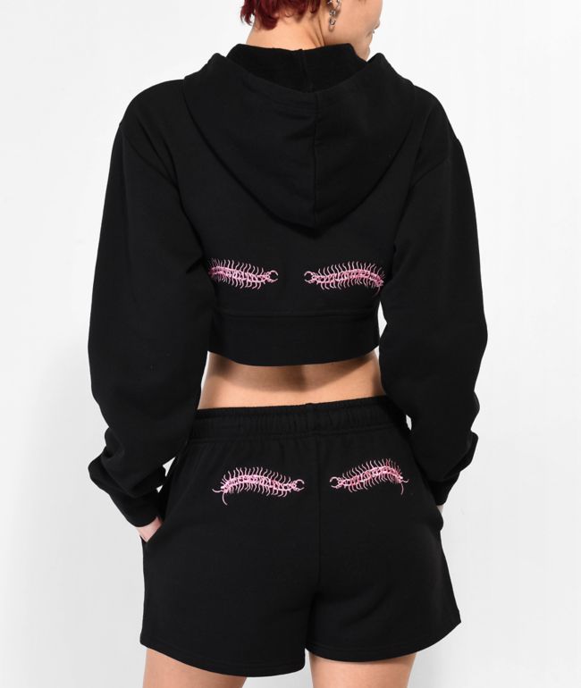 SWIXXZ Centipede Black Crop Zip Hoodie - thumbnail 3