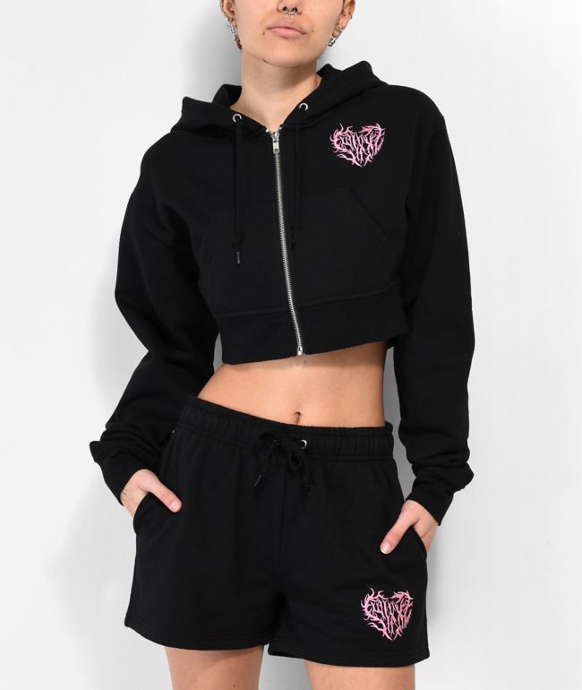 SWIXXZ Centipede Black Crop Zip Hoodie - thumbnail 2
