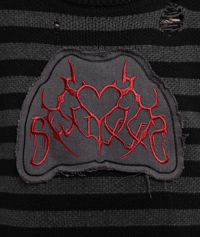 SWIXXZ Cyber Heart Black Stripe Sweater - thumbnail 3