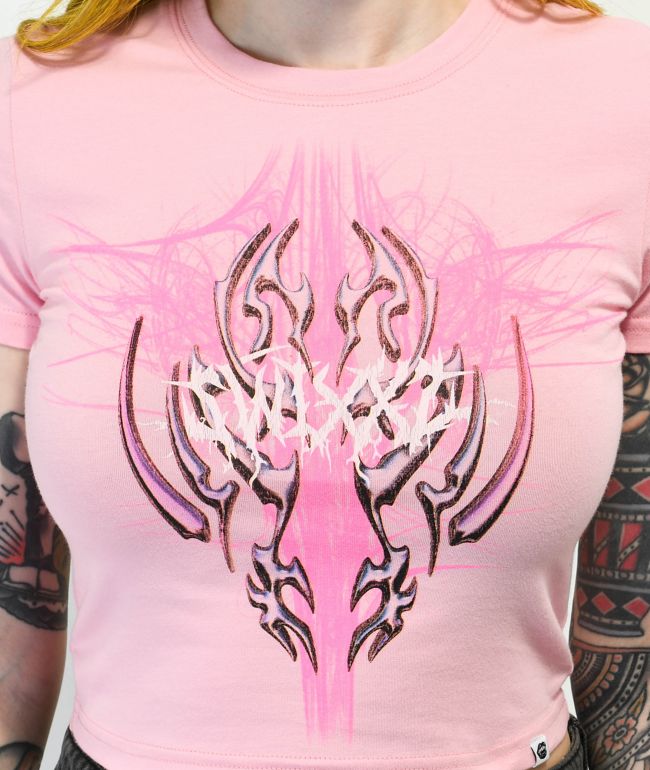 SWIXXZ Electric Pink Crop T-Shirt - thumbnail 3