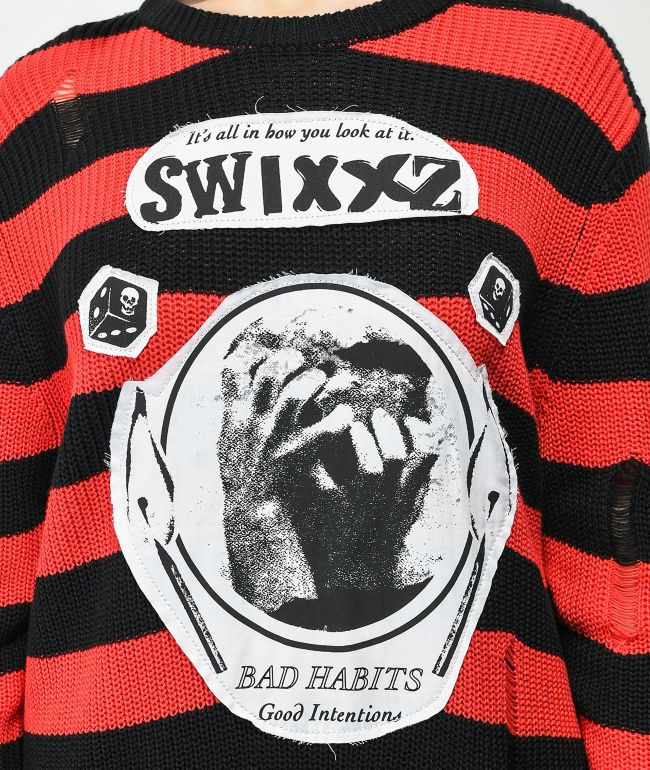 SWIXXZ Flash Sheet Red Crewneck Sweatshirt - thumbnail 2