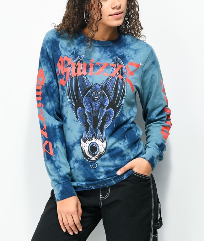 SWIXXZ Gargoyle Blue Tie Dye Long Sleeve T-Shirt