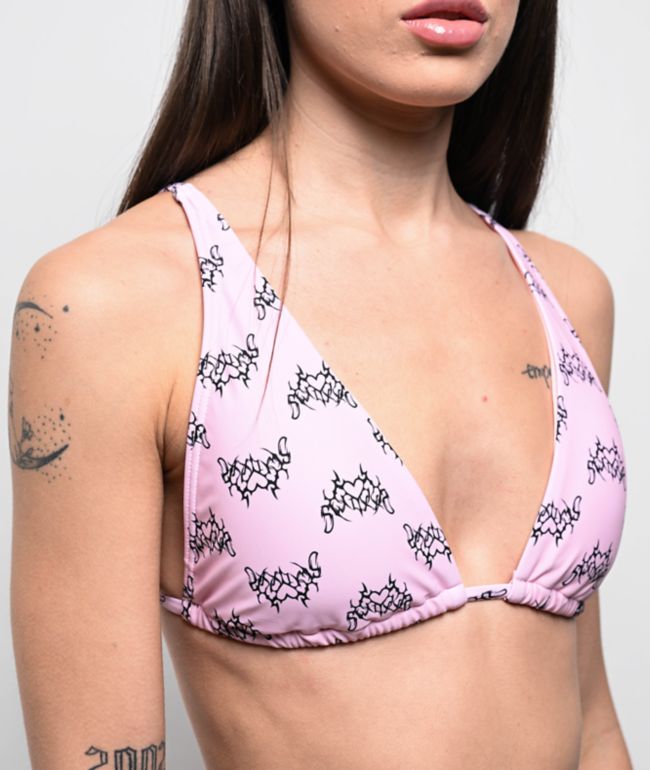 SWIXXZ Heart Flame Pink Triangle Bikini Top - thumbnail 3