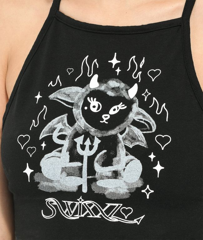 SWIXXZ Lil Devil Black Halter Top - thumbnail 3