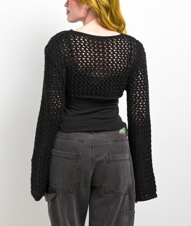 SWIXXZ Metal Collage Black Crop Sweater - thumbnail 2
