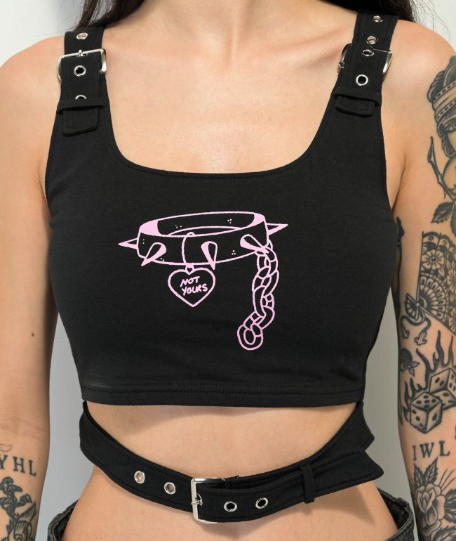 SWIXXZ Not Yours Black Buckle Tank Top - thumbnail 3
