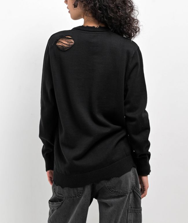 SWIXXZ Punk Distressed Black Sweater - thumbnail 2