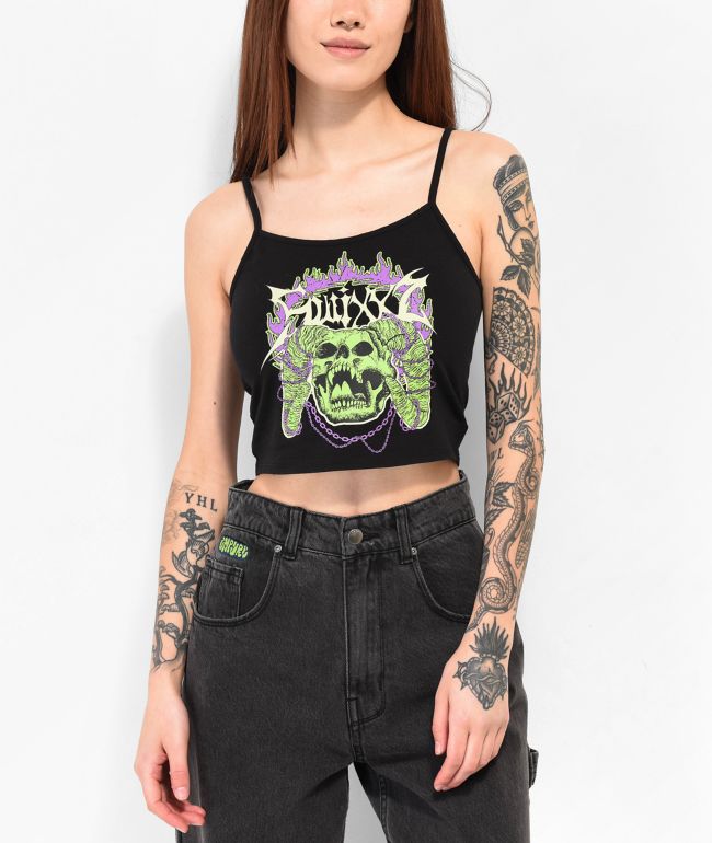 SWIXXZ Raising Hell Black Crop Tank Top