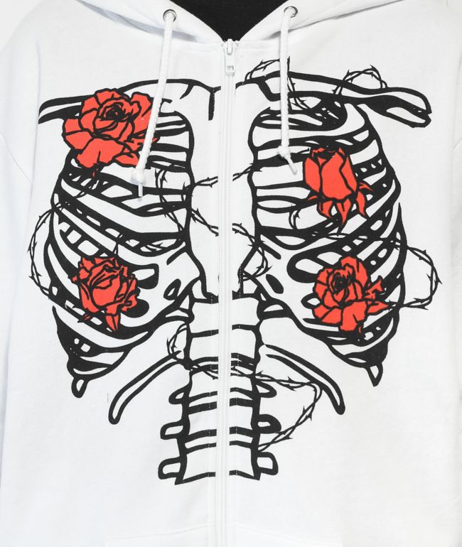 SWIXXZ Skeleton White Zip Hoodie - thumbnail 3