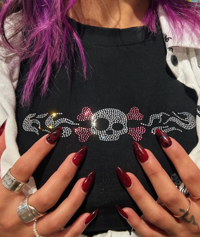 SWIXXZ Skull Black Crop T-Shirt - thumbnail 3