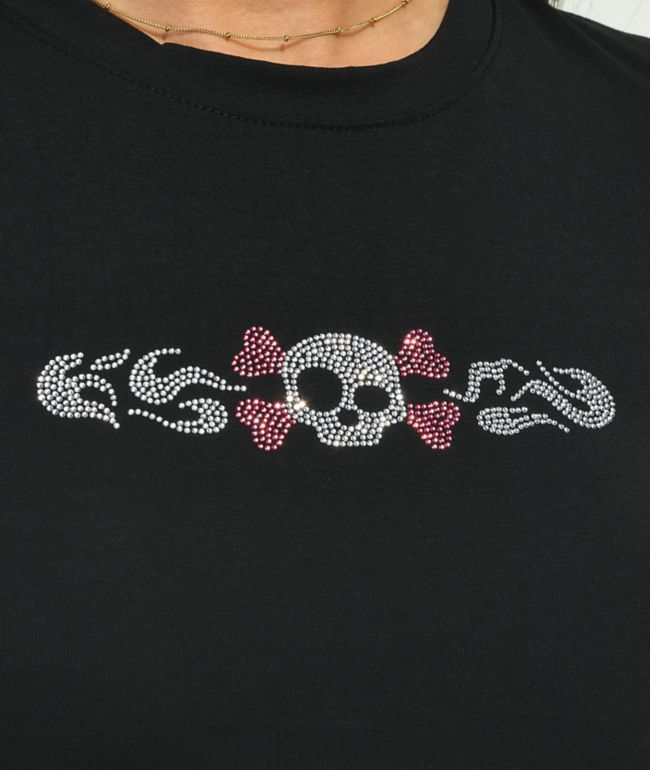 SWIXXZ Skull Black Crop T-Shirt - thumbnail 2