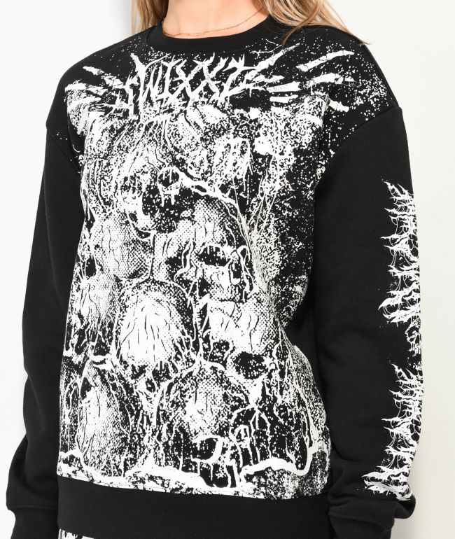 SWIXXZ Skull Pile Black Oversize Crewneck Sweatshirt - thumbnail 3
