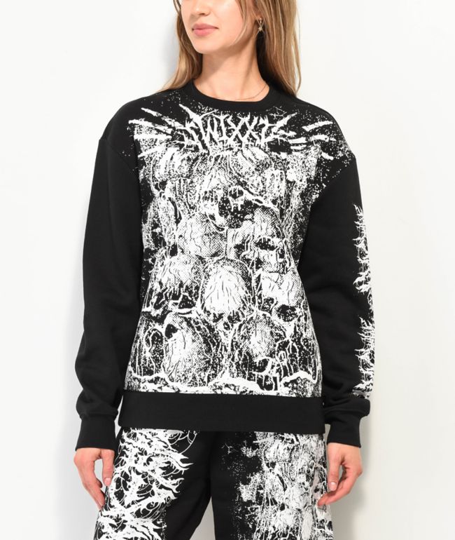 SWIXXZ Skull Pile Black Oversize Crewneck Sweatshirt