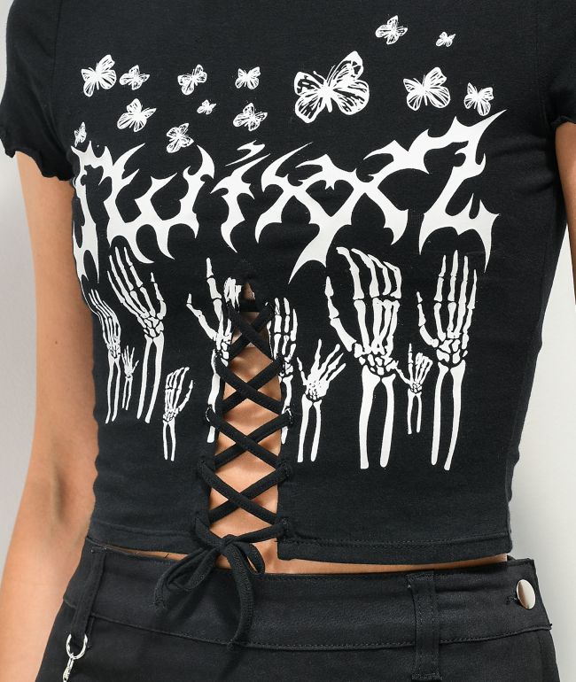 SWIXXZ Stage Dive Lace Up Black T-Shirt - thumbnail 2