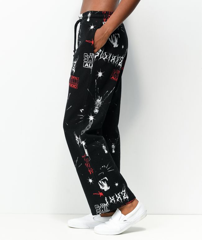 SWIXXZ Trouble Flared Black Sweatpants - thumbnail 3