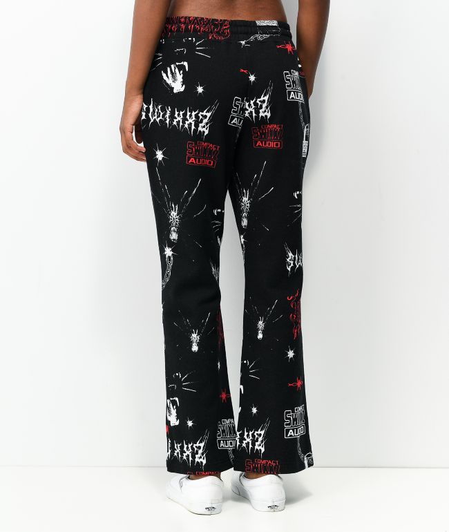 SWIXXZ Trouble Flared Black Sweatpants - thumbnail 2