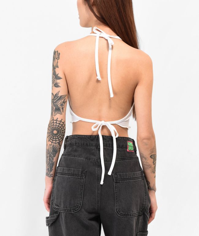 SWIXXZ Wing Skull White Halter Top - thumbnail 2