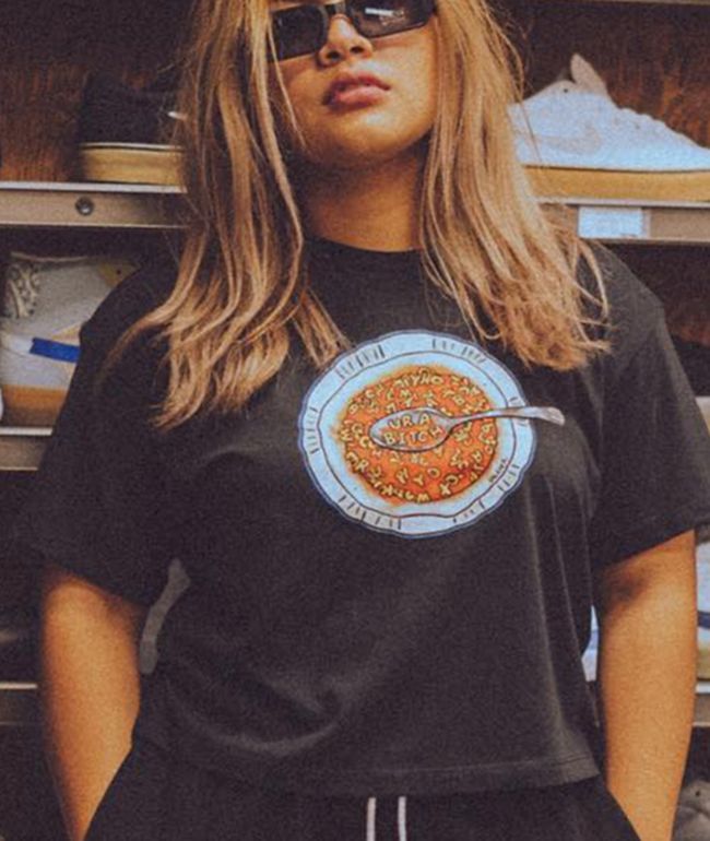 Salem7 Alphabet Soup Black Crop T-Shirt - thumbnail 3