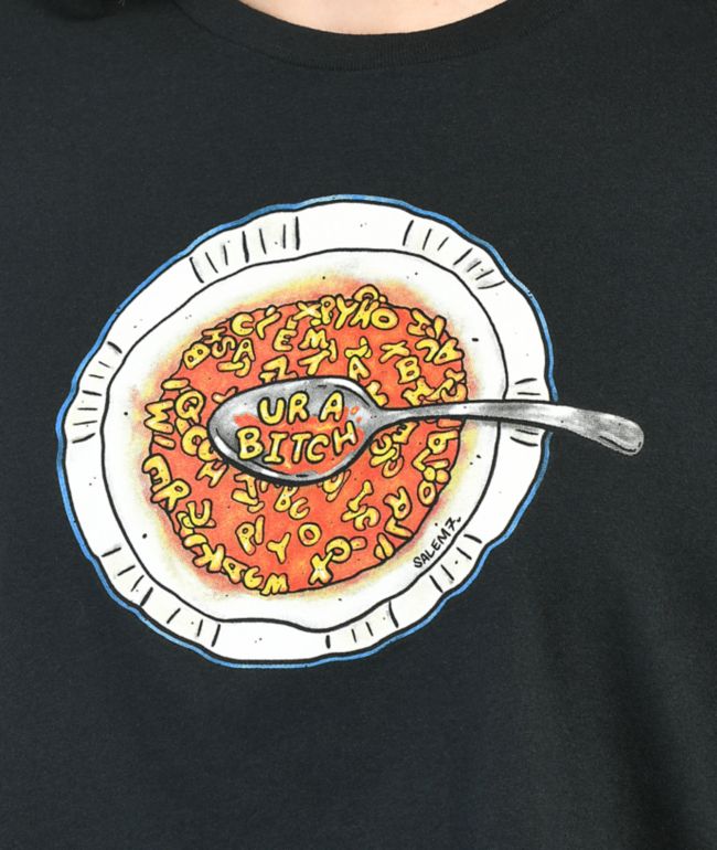Salem7 Alphabet Soup Black Crop T-Shirt - thumbnail 2