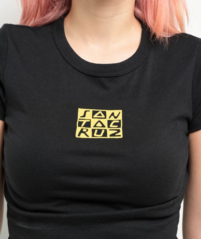 Santa Cruz Checker Block Black Crop T-Shirt - thumbnail 3