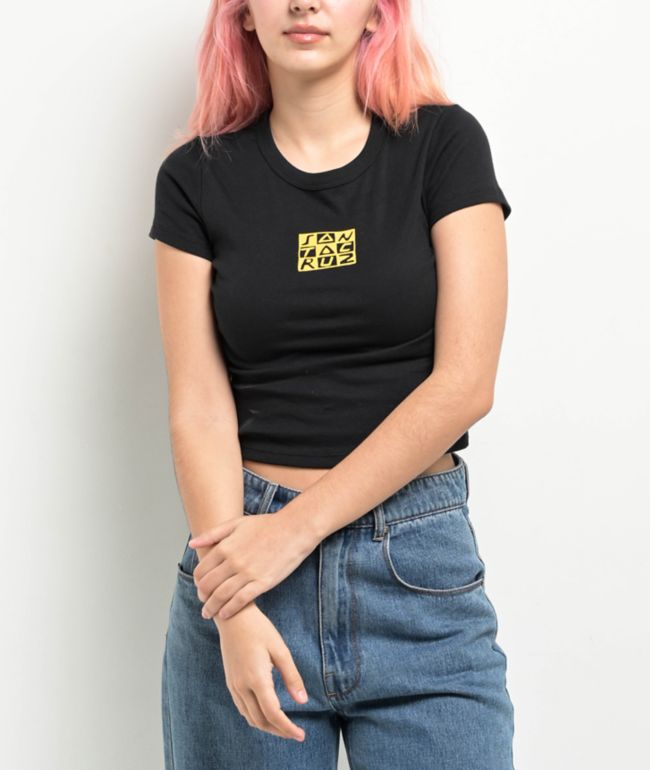Santa Cruz Checker Block Black Crop T-Shirt
