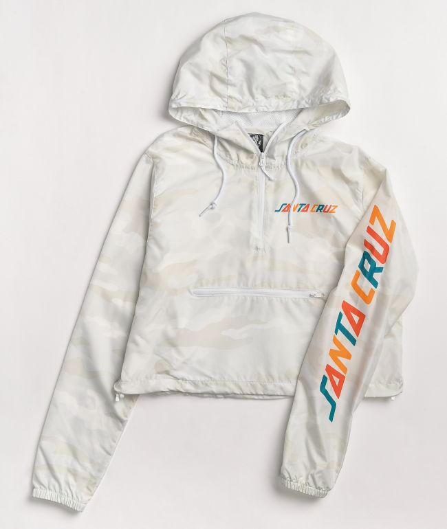 Santa Cruz Color Strip White Crop Anorak Jacket
